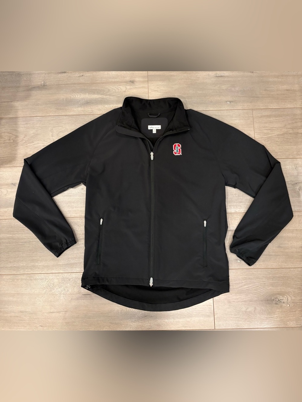 Peter Millar Stanford Cardinal Full Zip Pullover Mens M Black Performance Jack